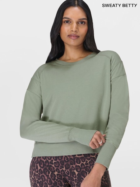 Sweaty Betty Green After Class Crop Sweatshirt (G00516) | £45