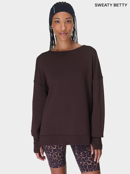 Sweaty Betty Brown After Class Cross Back Sweatshirt (G00518) | £50