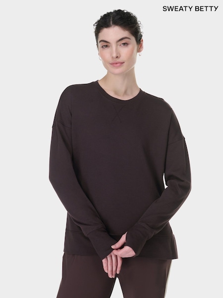 Sweaty Betty Brown After Class Longline Sweatshirt (G00549) | £50