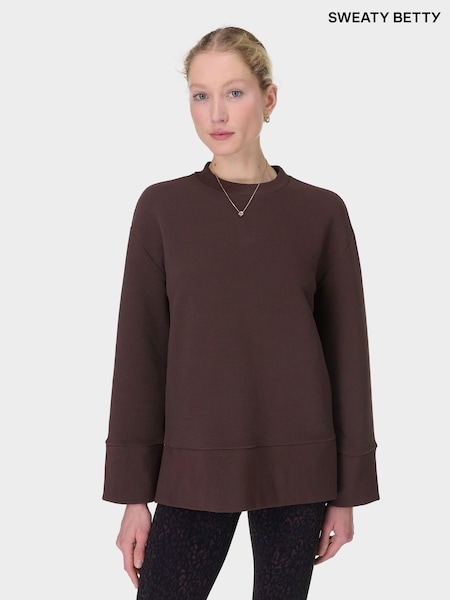 Sweaty Betty Brown Peaceful Ribbed Sweatshirt (G00554) | £85