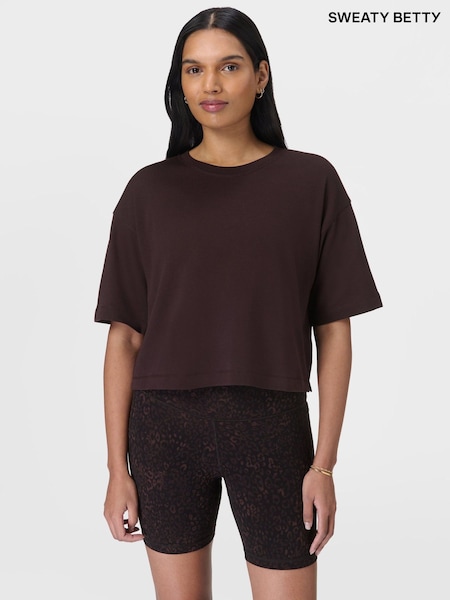 Sweaty Betty Brown After Class Short Sleeve Sweatshirt (G00556) | £45