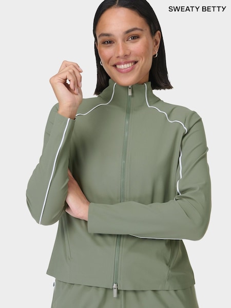 Sweaty Betty Green Anytime Explorer Zip-Up Sweat Top (G00570) | £98