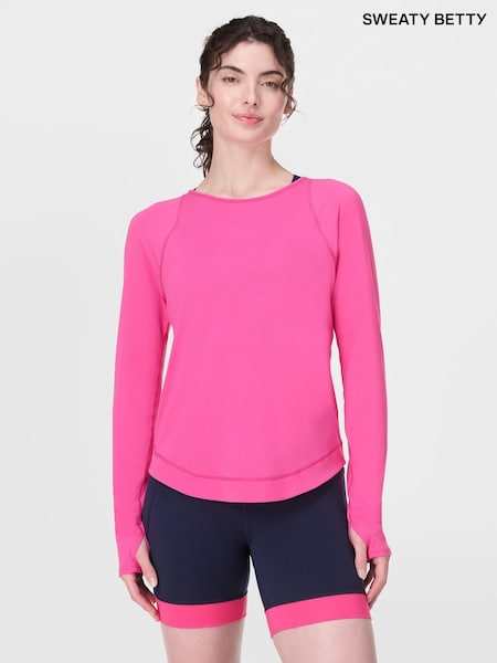 Sweaty Betty Pink Breathe Easy Long Sleeve Top (G00576) | £65