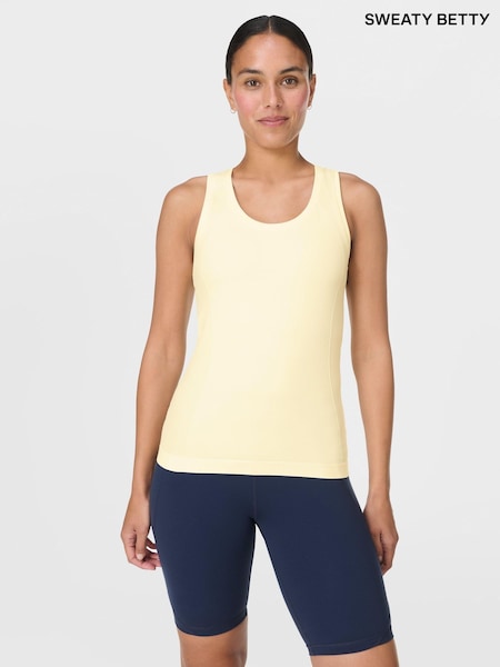 Sweaty Betty Yellow Athlete Seamless Workout Tank Top (G00622) | £40