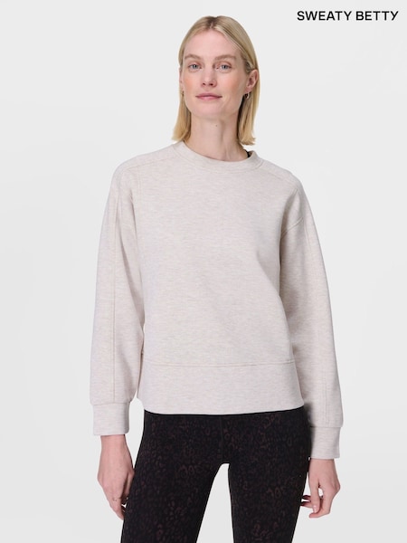 Sweaty Betty Cream Wind Down Crew Neck Pullover Jumper (G00623) | £85