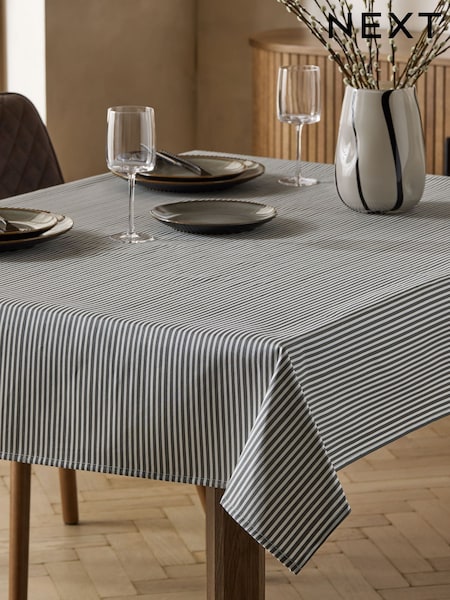 Black/White Bronx Stripe Wipe Clean Tablecloth (G00686) | £24 - £32
