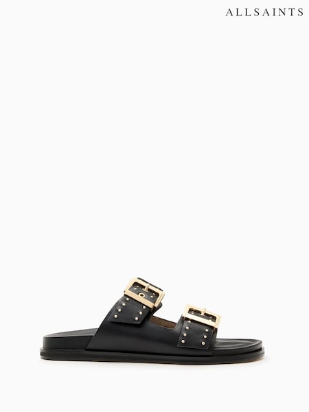 AllSaints Black Magda Stud Sandals (G00704) | £169