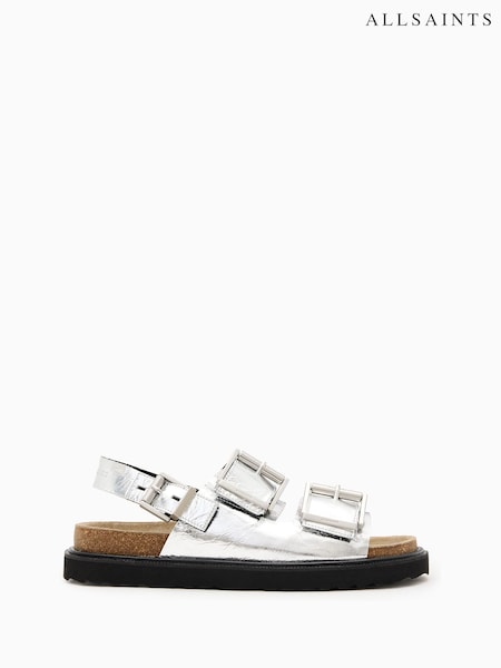 AllSaints Silver Isla Sandals (G00708) | £169