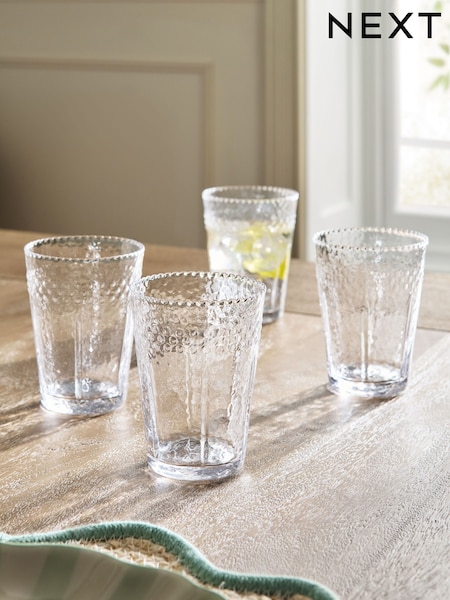 Set of 4 Clear Scallop Tumbler Glasses (G00746) | £22