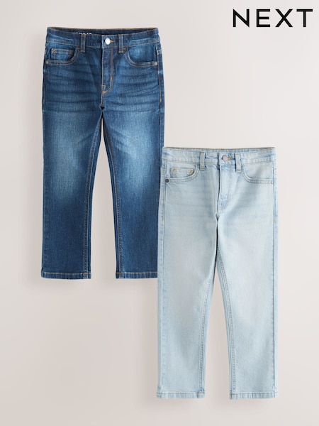 Denim Dark Blue/Bleach Regular Fit Stretch Jeans 2 Pack (3-17yrs) (G00766) | £24 - £34