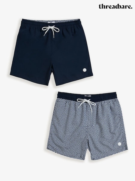 Threadbare Dark Blue Swim Shorts 2 Pack (G00844) | £28