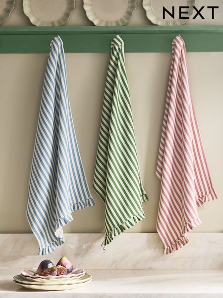 Set of 3 Multi Stripe Weave Tea Towels (G00934) | £14