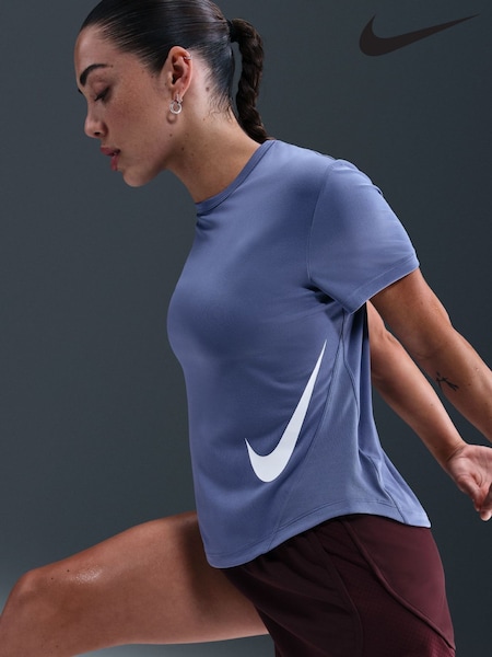 Nike World Indigo Blue Tempo Swoosh Dri-FIT Short-Sleeve Running Top (G01017) | £33