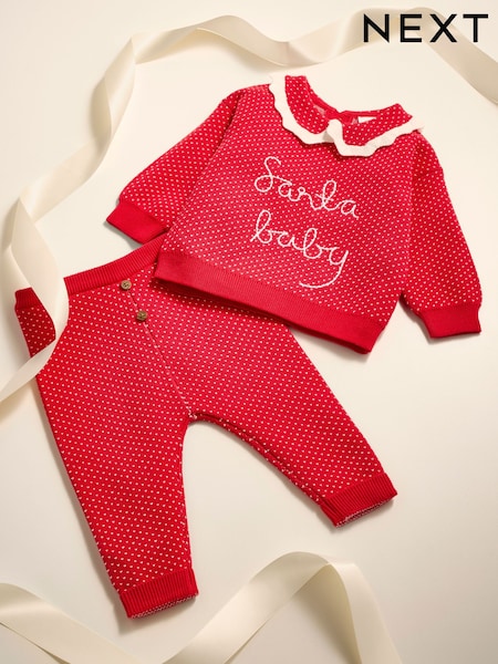 Red Santa Christmas Baby Jumper and Legging Set (0mths-2yrs) (G01028) | £21 - £23
