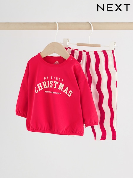 Red Christmas Baby T-Shirt and Legging Set (0-18mths) (G01029) | £13 - £15