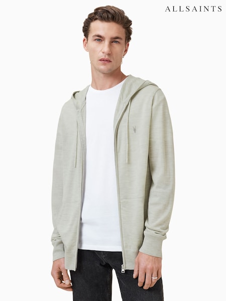 AllSaints Green Mode Merino Zip Hoodie (G01044) | £109
