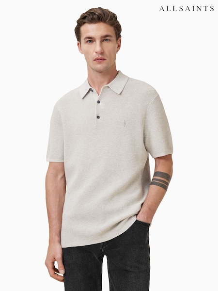 AllSaints Grey Aspen Polo Shirt (G01045) | £99