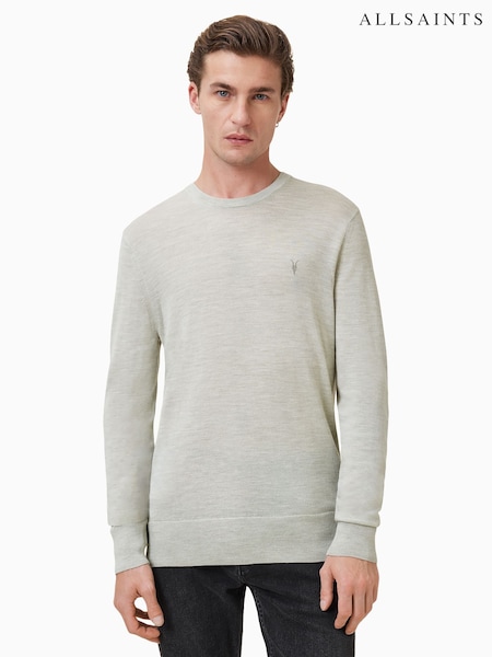 AllSaints Slate Green Mode Merino Crew Jumper (G01051) | £105