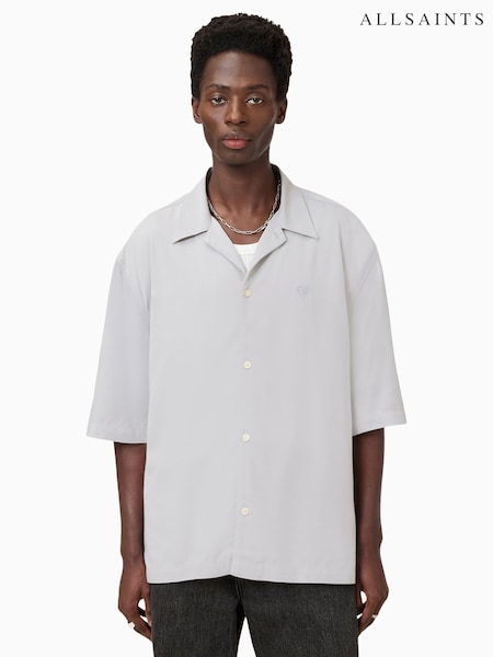 AllSaints Grey Rialto Short Sleeve Shirt (G01069) | £99