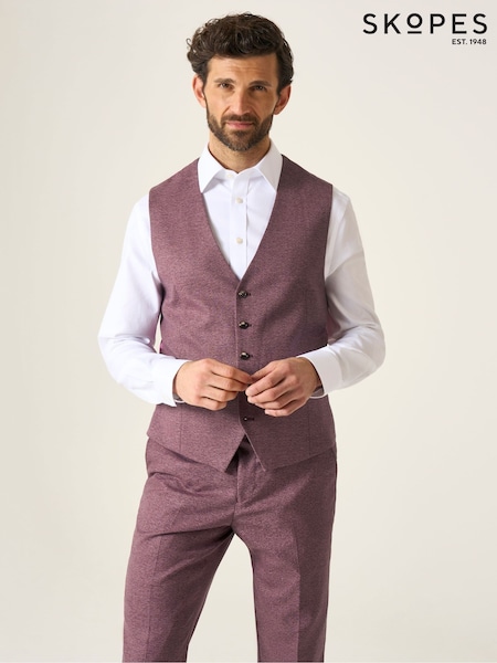 Skopes Red Single Breasted Jodrell Tweed Effect Suit Waistcoat (G01083) | £55