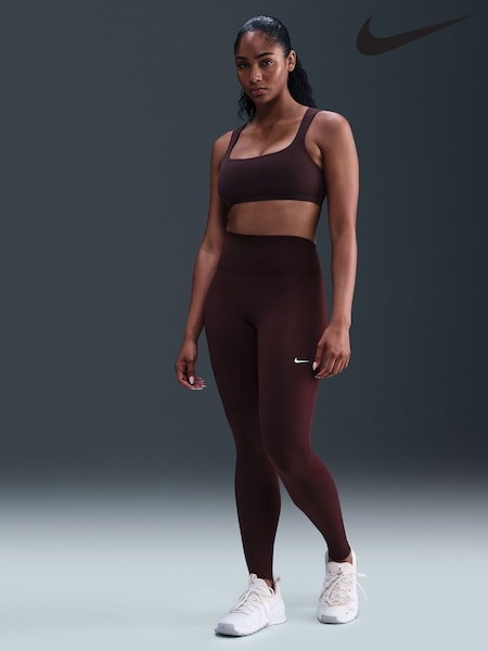 Nike Burgundy Crush One Seamless Front High Rise Leggings (G01108) | £45
