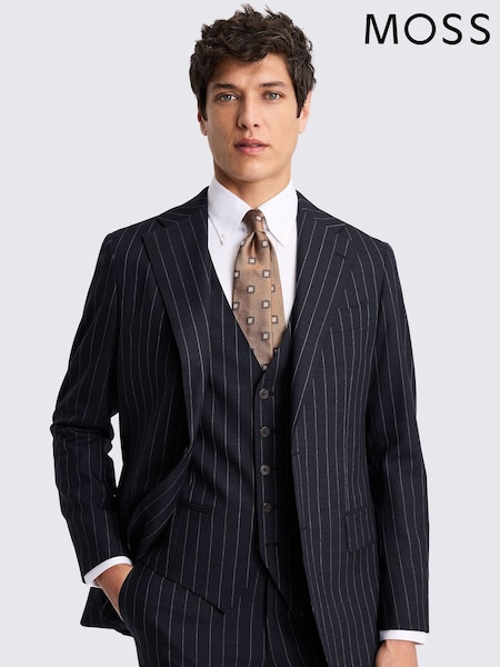 MOSS Blue Italian Tailored Fit Stripe Jacket (G01132) | £259