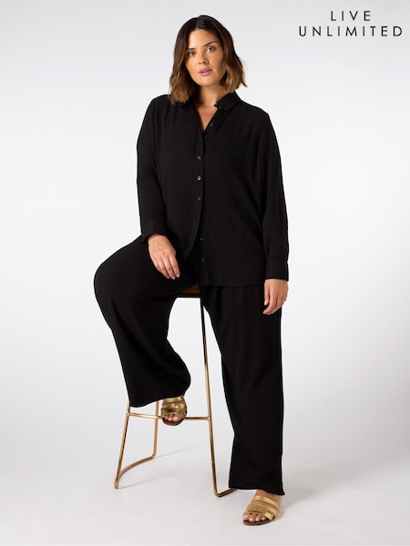 Live Unlimited Black Curve Crinkle Shirt (G01197) | £69