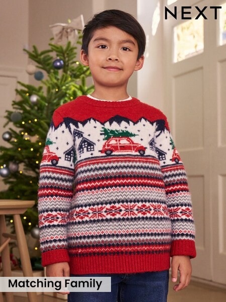 Red Fairisle Pattern Matching Family Christmas Jumper (3mths-16yrs) (G01243) | £18 - £24