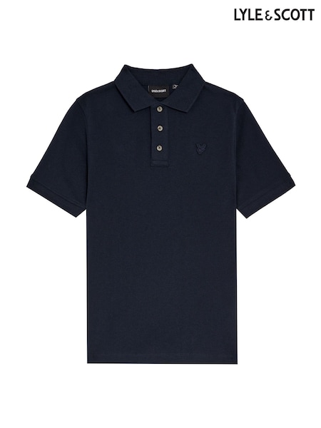 Lyle & Scott Blue Linen Polo Shirt (G01314) | £45