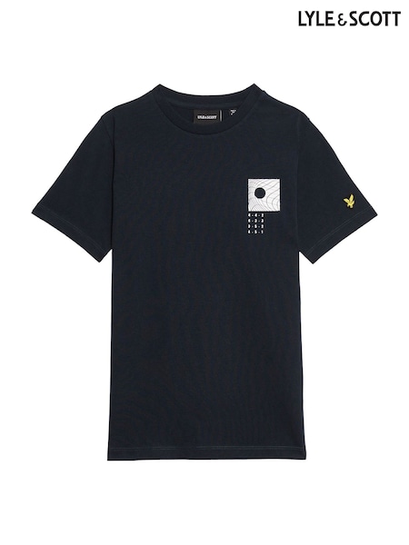 Lyle & Scott Blue Disrupt Graphic Print 100% Cotton T-Shirt (G01330) | £28