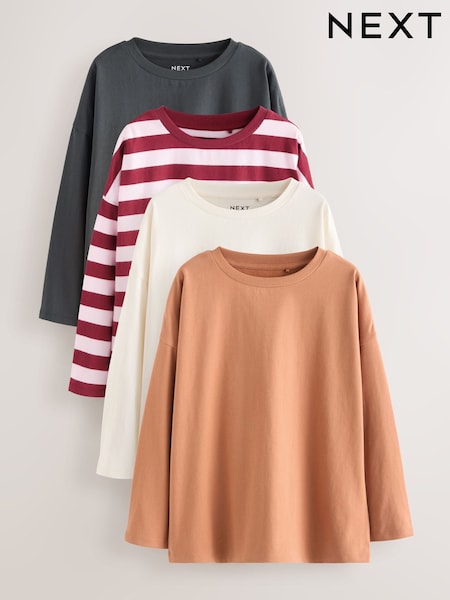 Multi Stripe Long Sleeve Tops 4 Pack (3-16yrs) (G01411) | £21 - £27