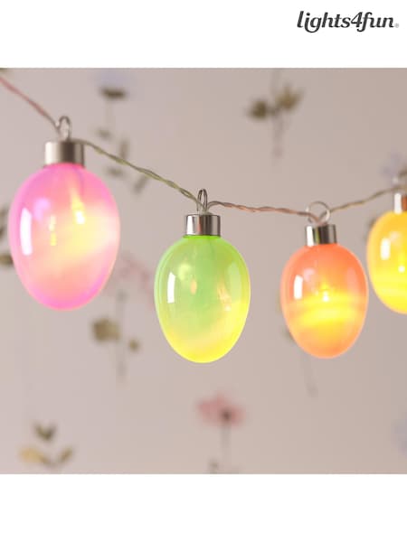 Lights4fun 10 Pack Glass Egg Shaped LED String Lights (G01518) | £25
