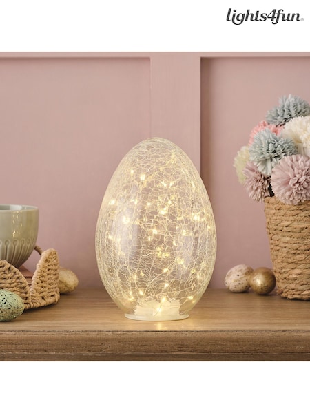Lights4fun Crackle Glass Egg Shaped Light (G01519) | £25
