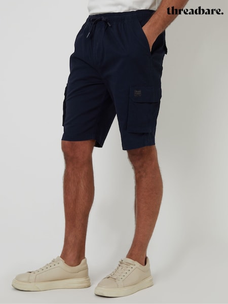 Threadbare Black Cotton Jogger Style Cargo Shorts With Stretch (G01530) | £26