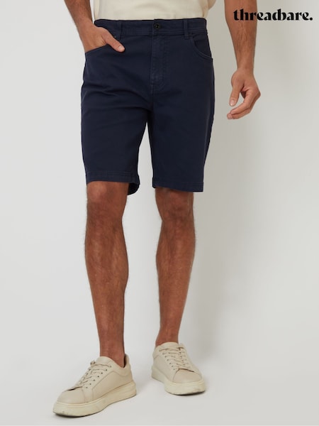 Threadbare Blue Stretch 5 Pocket Chinos Shorts (G01544) | £24