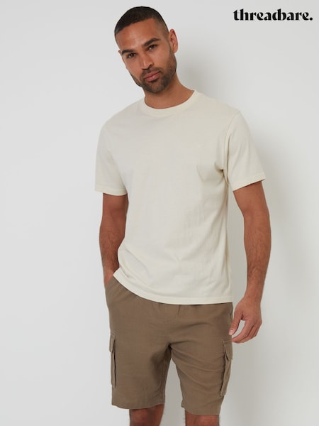 Threadbare Brown Linen Blend Cargo Shorts (G01551) | £24