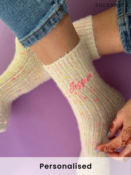 Personalised Neon Fleck Socks by Solesmith (G01674) | £20