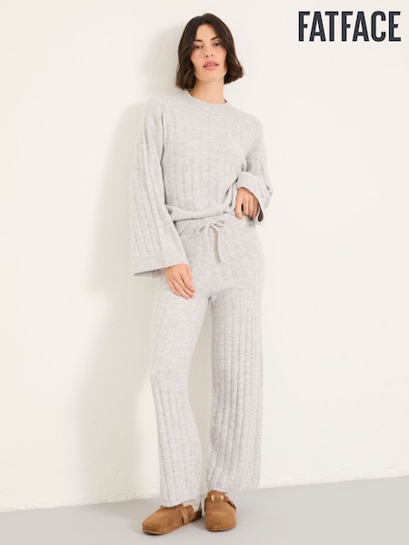 FatFace Grey Marl Knitted Wide Leg Lounge Trousers (G01750) | £49.50