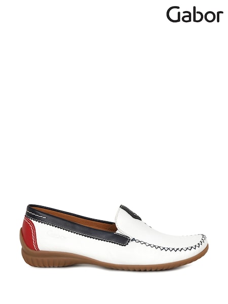 Gabor California Leather Basic Casual White Shoes (G01781) | £90