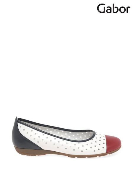 Gabor Blue Ruffle Leather Fashion Casual Shoes (G01797) | £85