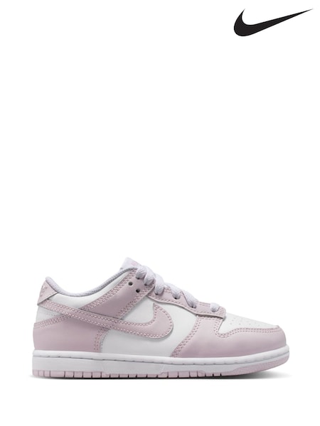 Nike White Light Violet Junior Dunk Low Trainers (G01843) | £55