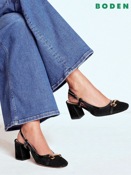 Boden Black Iris Snaffle Slingback Heels (G01987) | £139