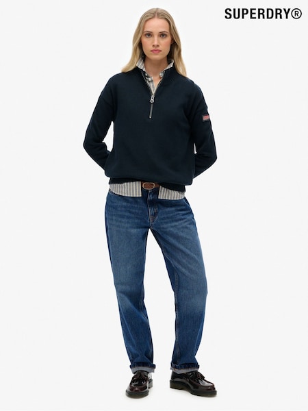 Superdry Blue Slouchy Knitted Half Zip Jumper (G02085) | £55