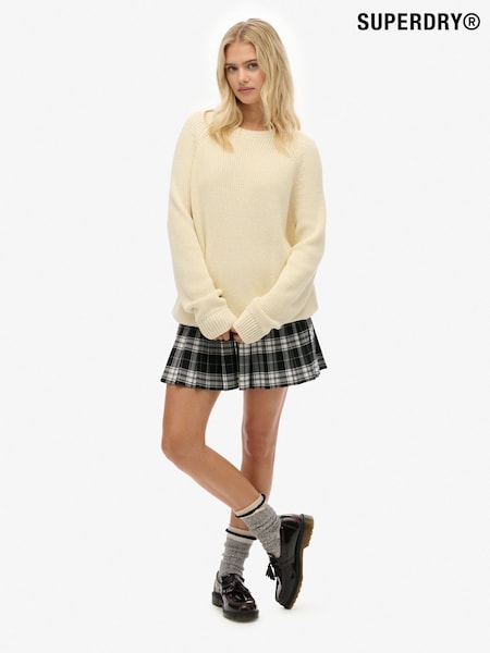 Superdry Cream Relaxed Ribbed Knitted Jumper (G02088) | £45
