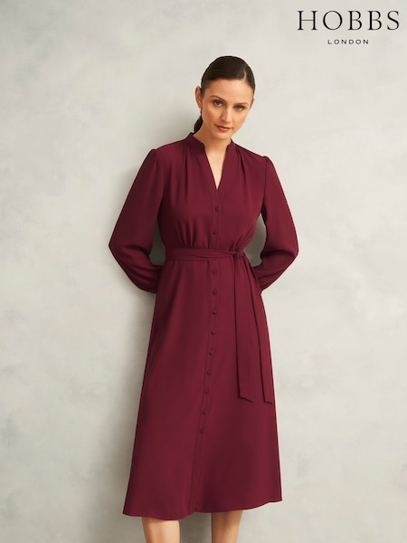 Hobbs Red Petite Peony Dress (G02121) | £159