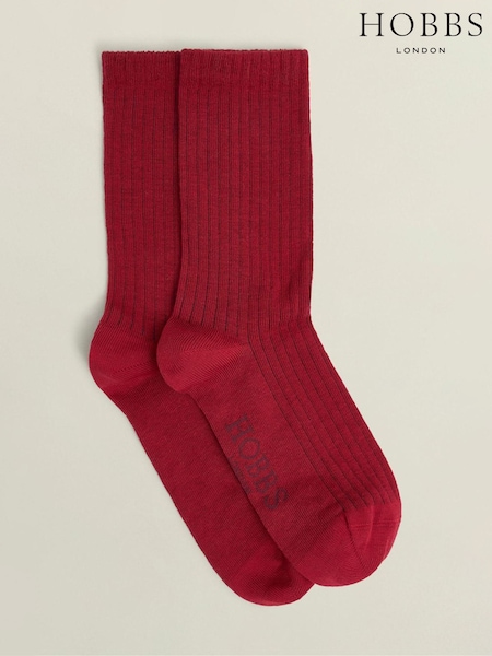 Hobbs Red Ribbed Single Socks (G02133) | £8