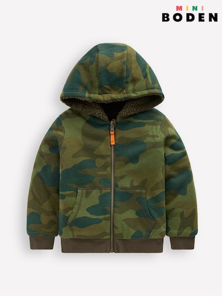 Boden Green Reversible Borg Hoodie (G02301) | £42 - £48
