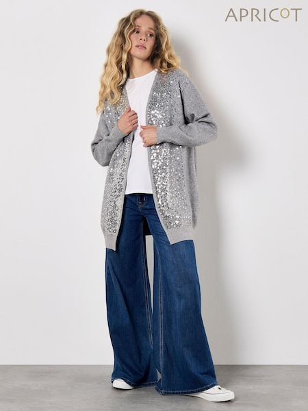 Apricot Grey Sequin Edge Cardigan (G02424) | £45