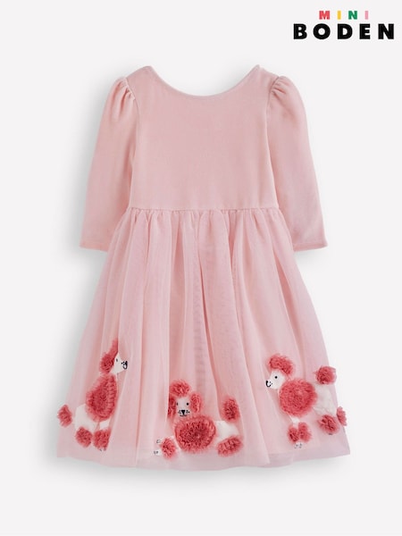 Pink Velour Tulle Appliqué Dress (G02613) | £45 - £49