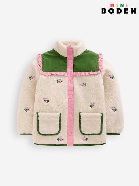 Boden Cream Pretty Borg Mix Jacket (G02617) | £49 - £55
